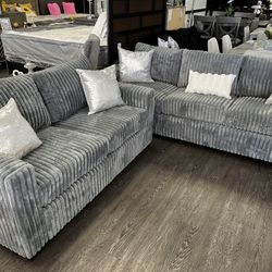 Sofa Set Gray Corduroy🤩🩶