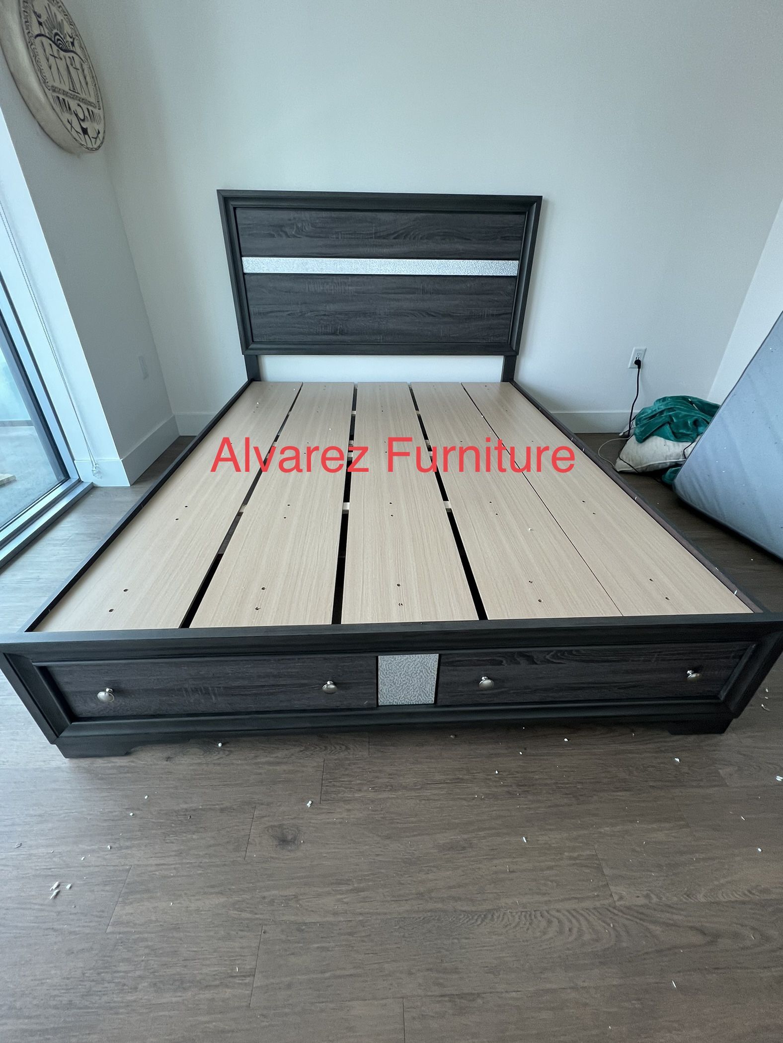 Queen Bed Frame With 2 Drawers