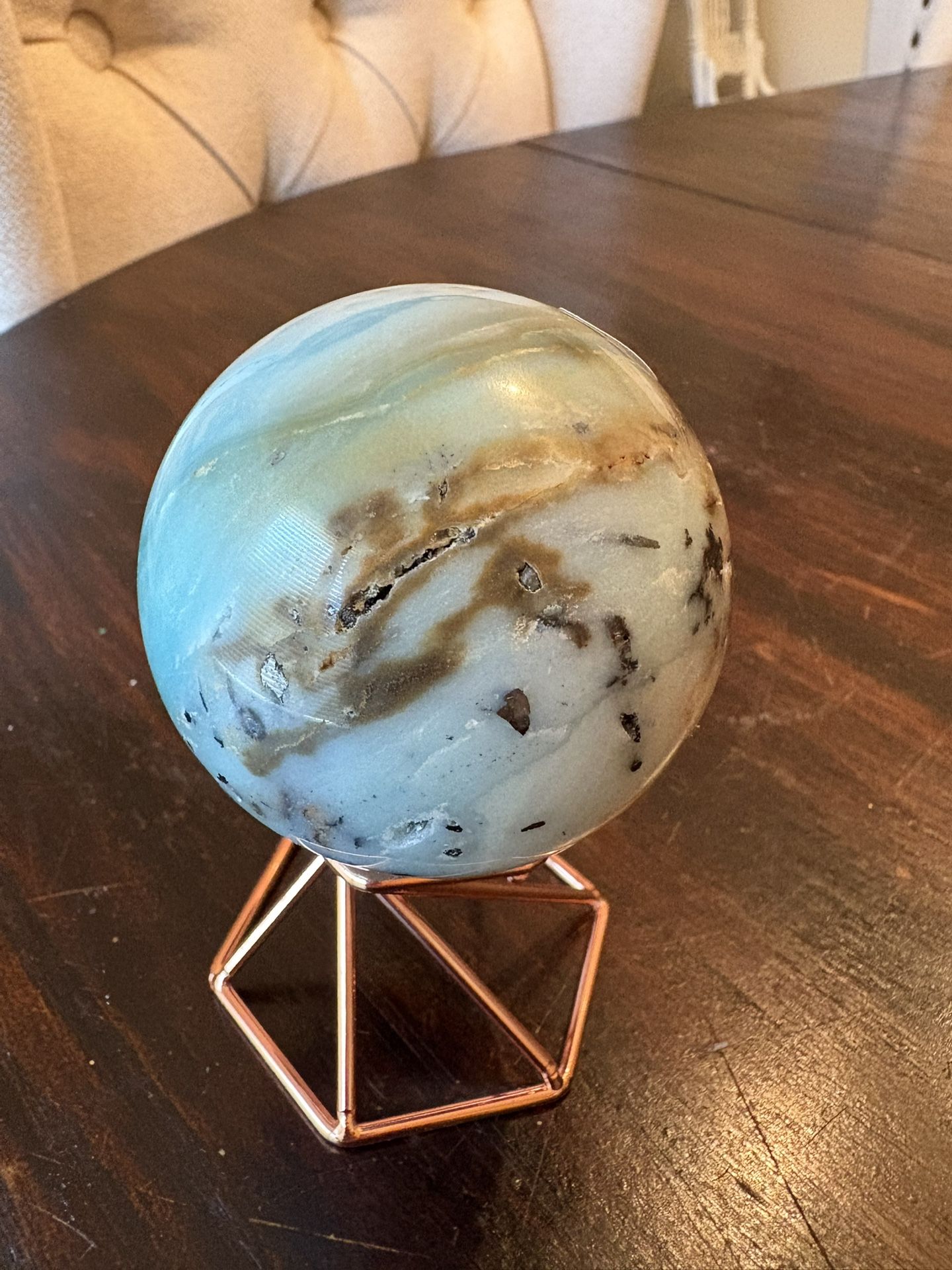 sky blue  quartz with natural divits, and lithium inclusions