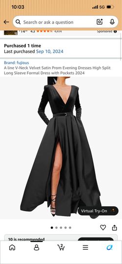 fujious A-line V-Neck Velvet Satin Prom Evening Dress