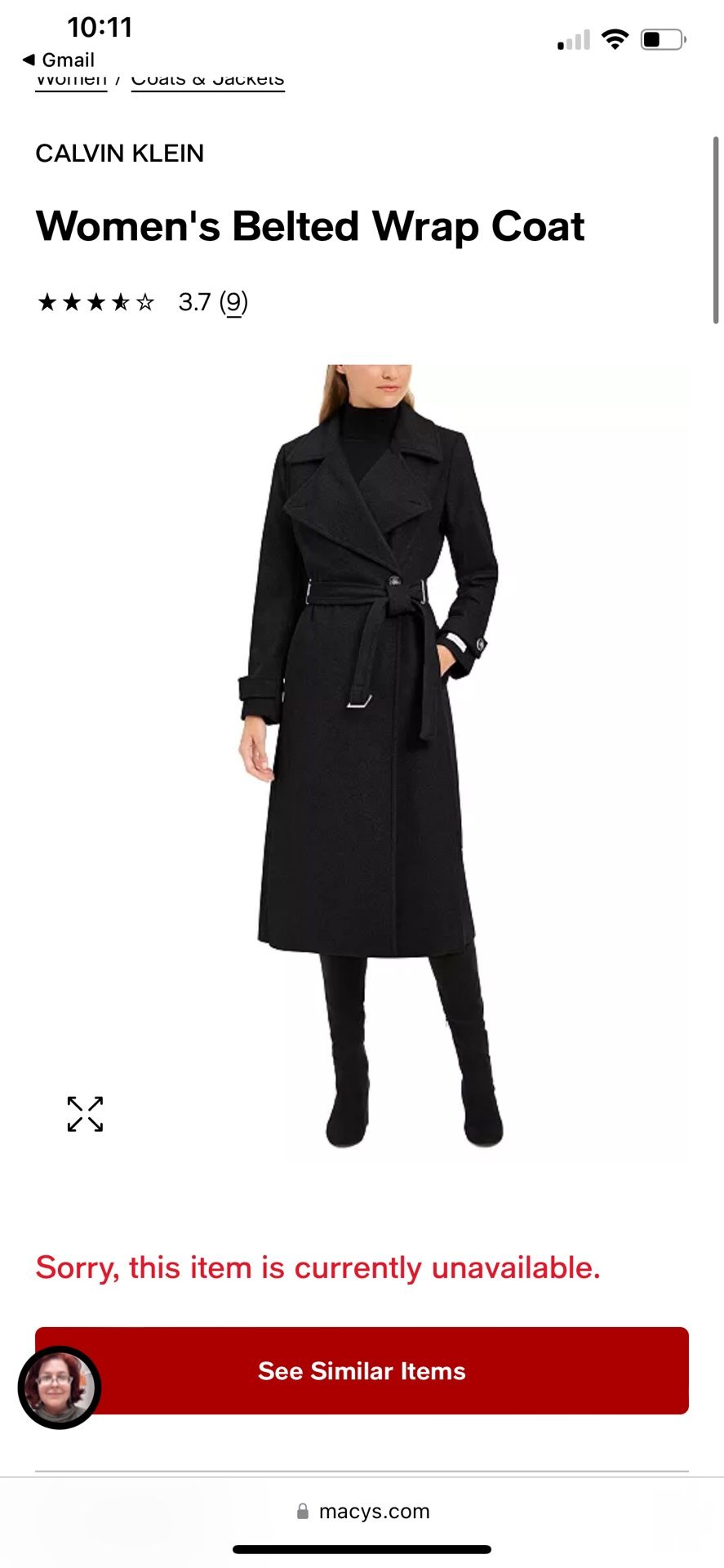 Calvin Klein Women’s Belted Wrap Coat