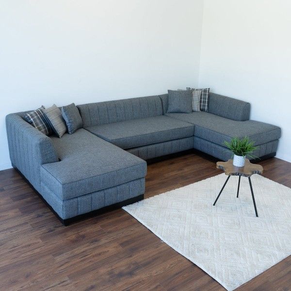 Grayson Linen Gray Double Chaise Sectional FREE DELIVERY 