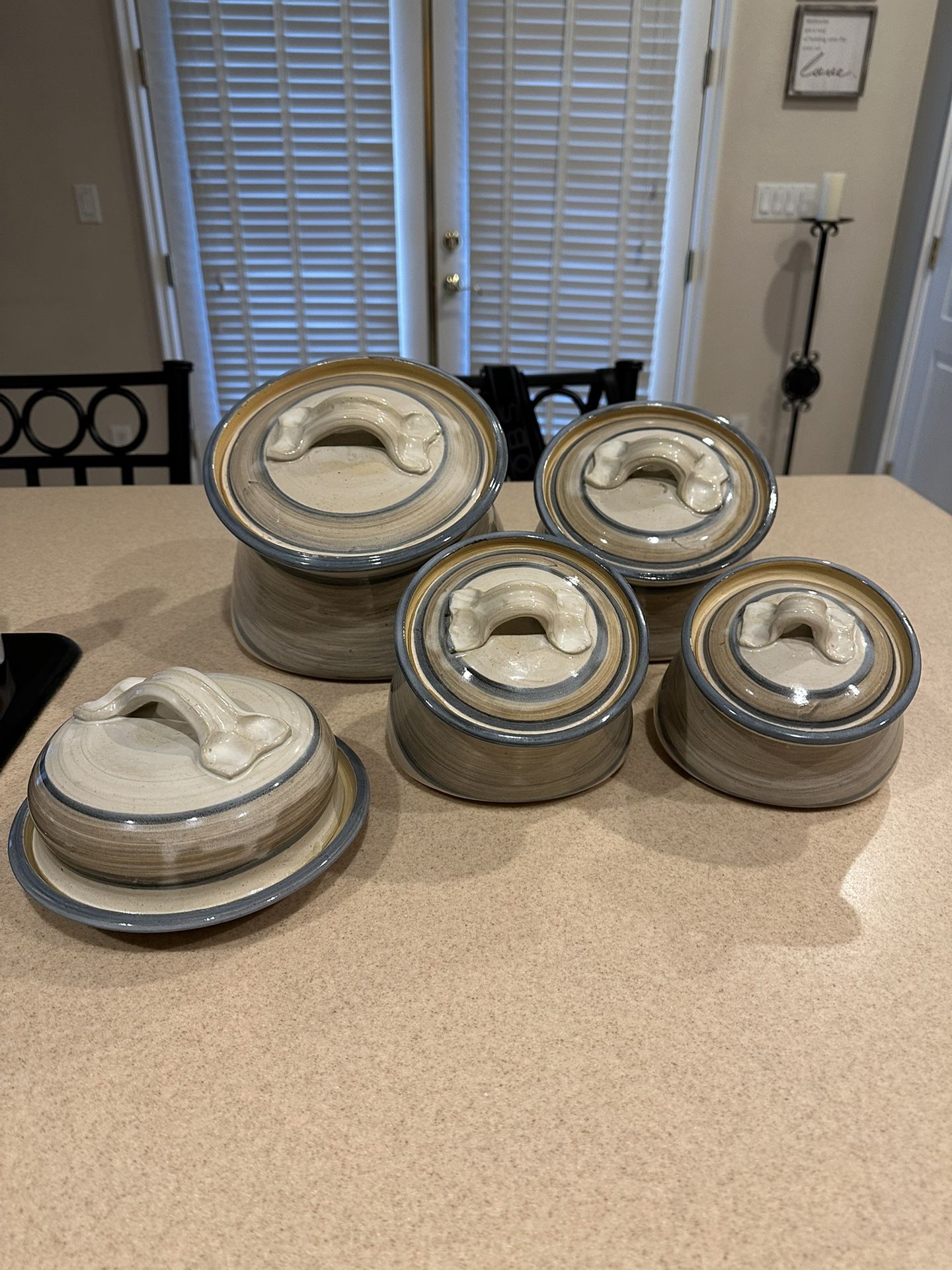 Hand Made Canister Set - 5 Pieces - Perfect Condition