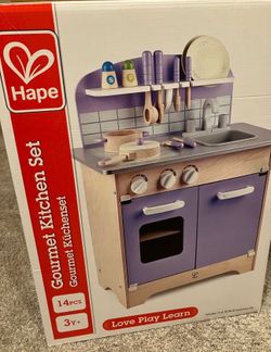 Hape Play Kitchen for Toddlers - Kids Kitchen Playsets for Pretend Play, Wooden Toys Kitchen Playset w/ 13 Toy Kitchen Accessories
