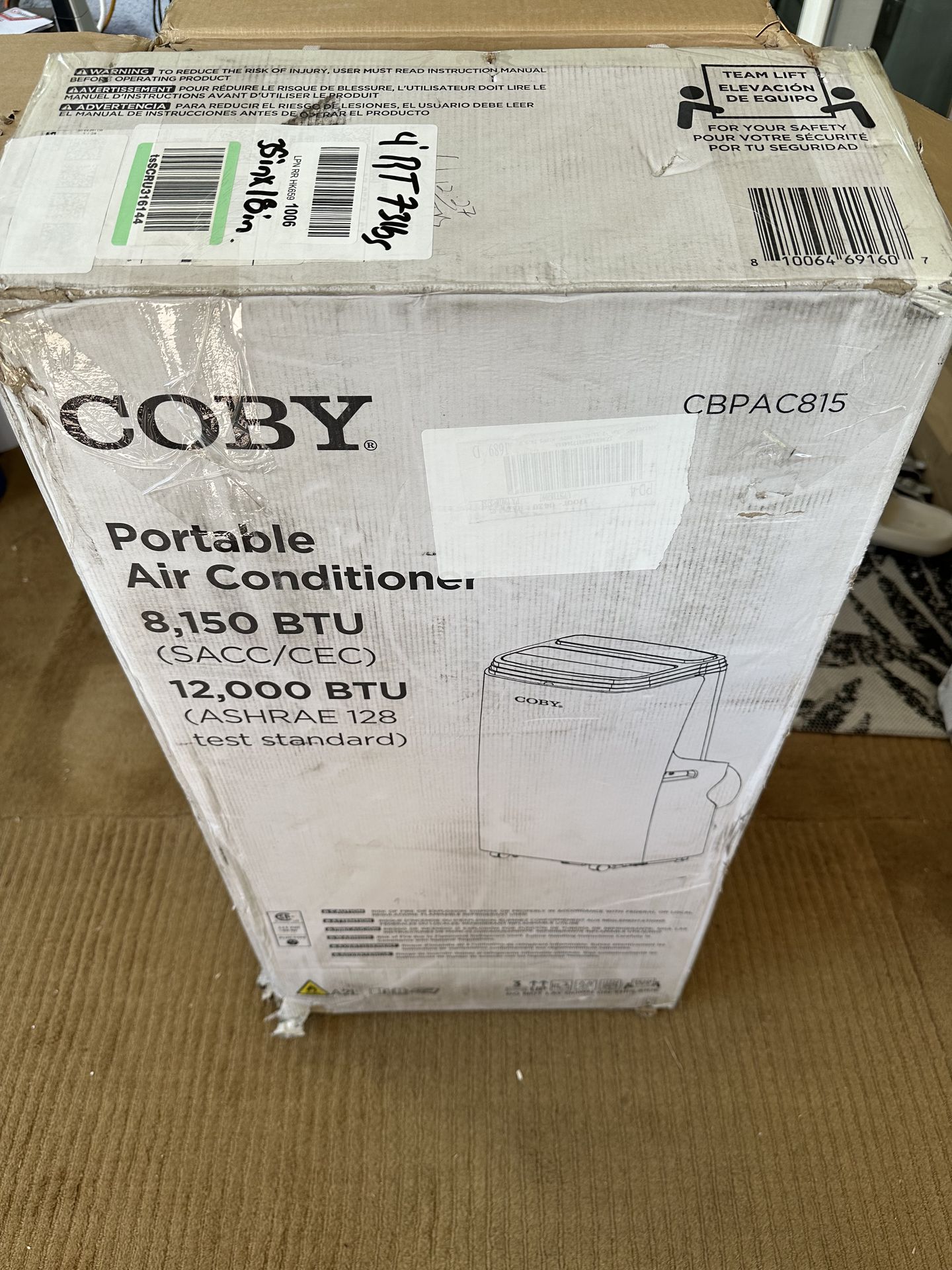 COBY Portable Air Conditioner and HEATER 12000BTU