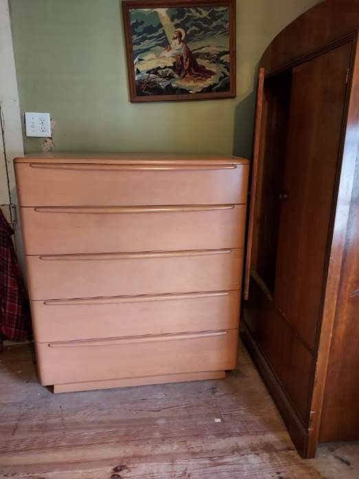 Heywood Wakefield Vintage Bedroom Set, Bed And Side Table Are Sold