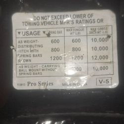 Victoria Reese Hitch Bar Assembly 15, 000 Pro Series V5 3 In Ball No Sway Bars Included Rated 10,000 Lb