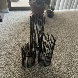 set of 3 tall candle holders