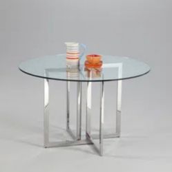 48” beveled glass top dining table with chrome base  mint condition