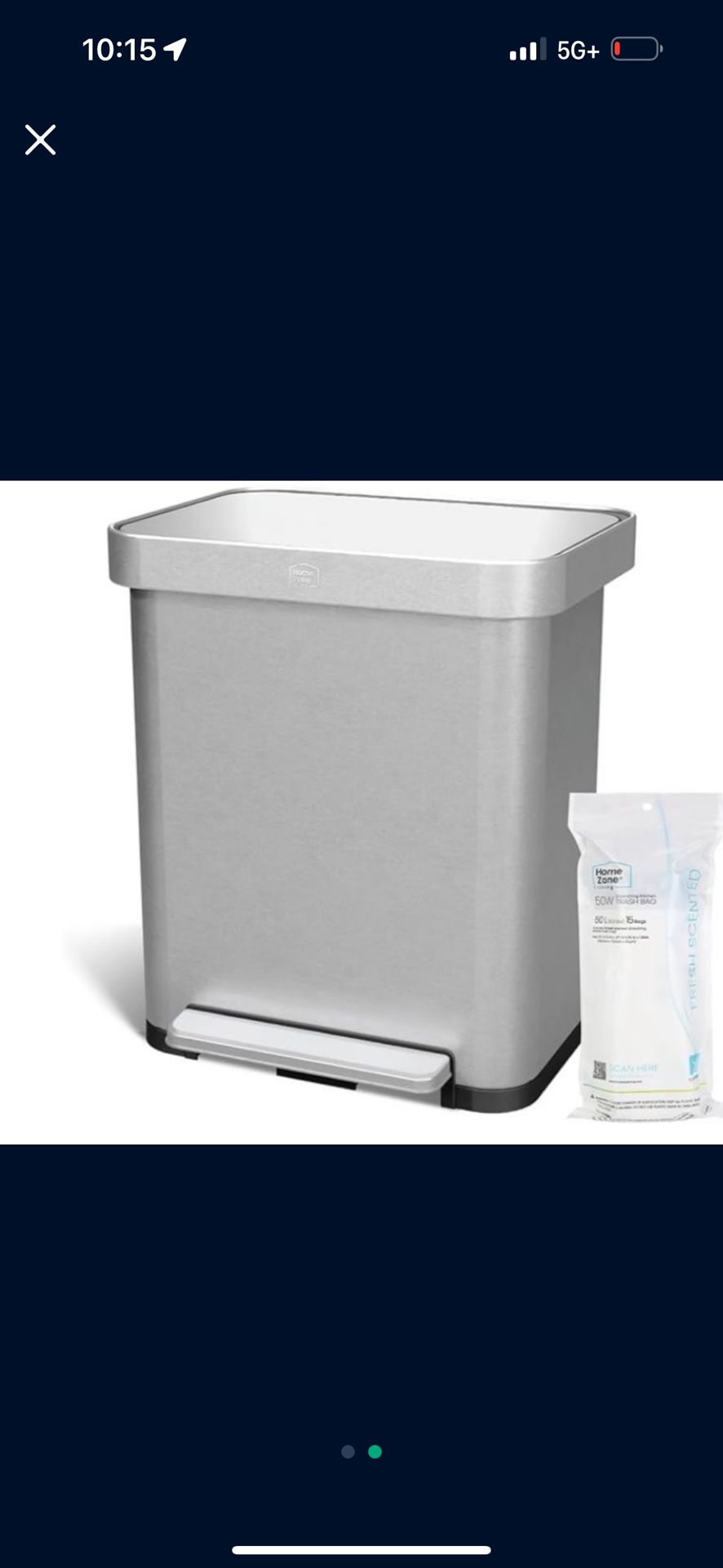 Home Zone Living 13 Gallon Stainless Steel Kitchen Trash Can