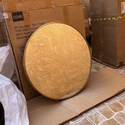 Home Decorators Collection Mona 24 in. W x 24 in. H Round Stainless Steel Framed Wall Bathroom Vanity Mirror in Matte Gold