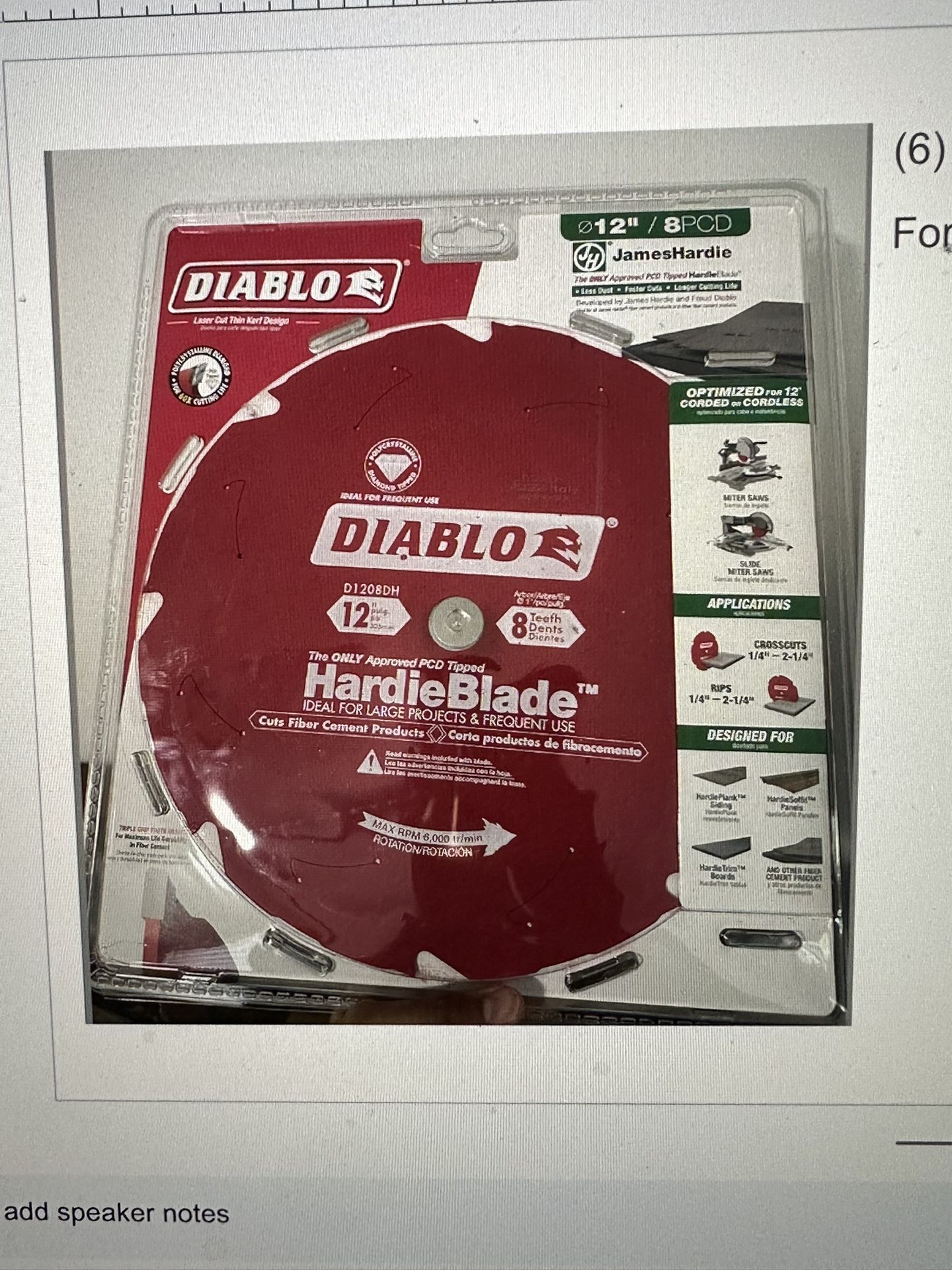 12in. x 8-Teeth HardieBlade Saw