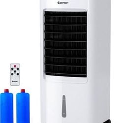 NEW COSTWAY Evaporative Cooler, Portable Air Cooler with LED Display, Remote Control, 7.5-Hour Timing Function, for Home & Office, Cooling & Humidific