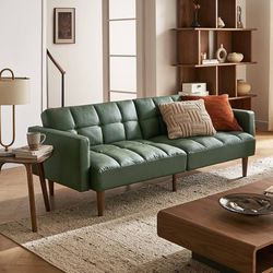 A-SGPU Aaron 76.8" Couch, Small Futon Sofa Bed, Sleeper, Loveseat, Mid Century Modern Futon Couch, Sofa Cama, Couches for Living Room, Bedroom (Sage G