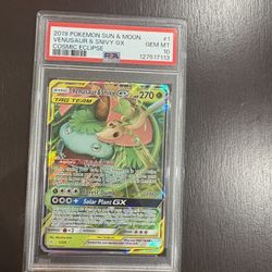 Venasaur And Snivy Gx Cosmic Eclipse  PSA 10
