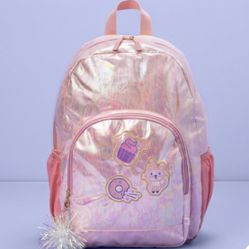17” shiny pink backpack for girls