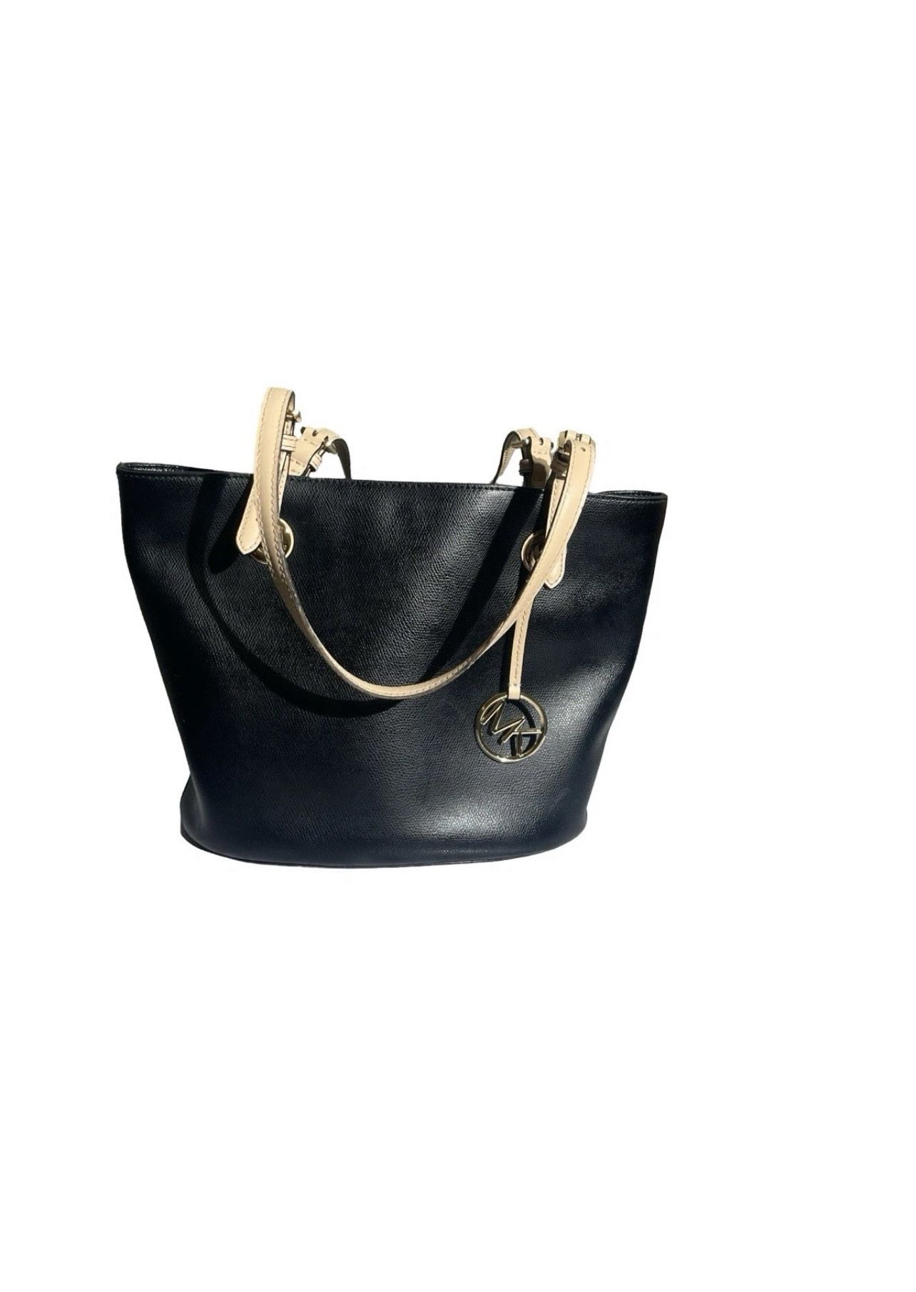 Michael Kors Black Tote Bag with Beige Straps