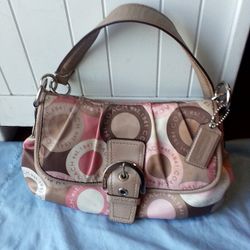 Coach Purse Dark  Pink  , Light Pink & Dark Brown & Light Brown 