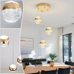 3-Light Hanging Fixture for Kitchen Island,Globe Chandeliers for Dining Room Bedroom
