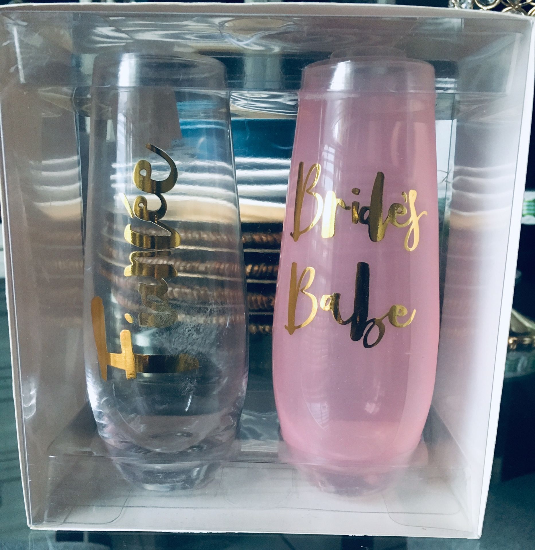 SLANT COLLECTIONS Fiancée & Bride’s Babe Stemless champagne glasses