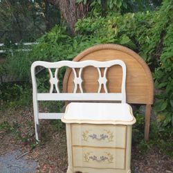 French Provincial Double Drawers Nightstand 
