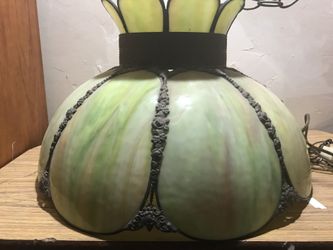 Vintage Victorian slag glass swing lamp