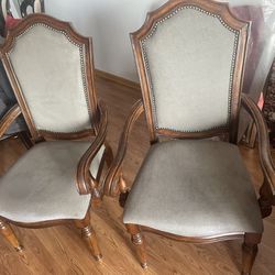 2 Wooden Dining Chairs With Arms
