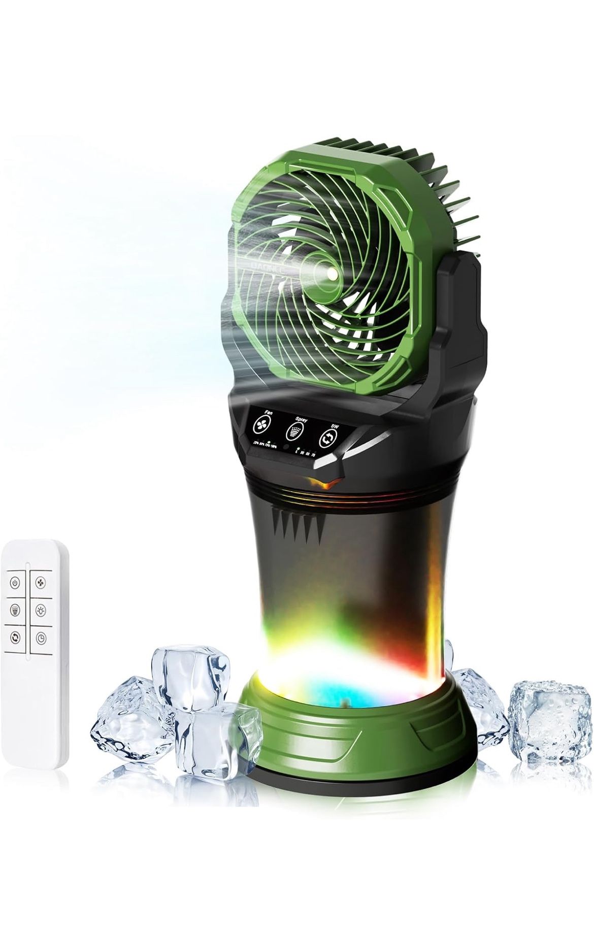 Portable Misting Fan with Remote & 30000mAh Rechargeable Misting Fans for Outside Patios Camping Beach & Workshops Mist Fan Portable for Outdoor/Indoo