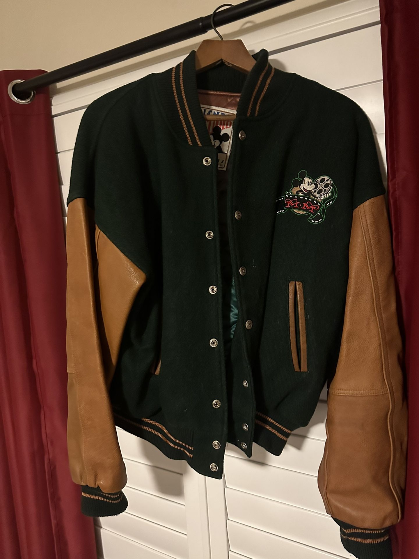 Vintage Limited Edition Disney Wool And Leather Bomber Jacket