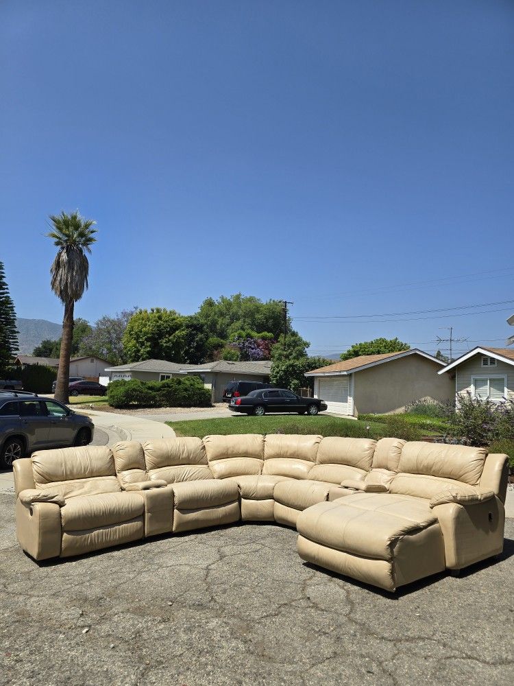 Delivery Available! Beige Tan Light Brown Sectional Couch Sofa Chaise Recliner