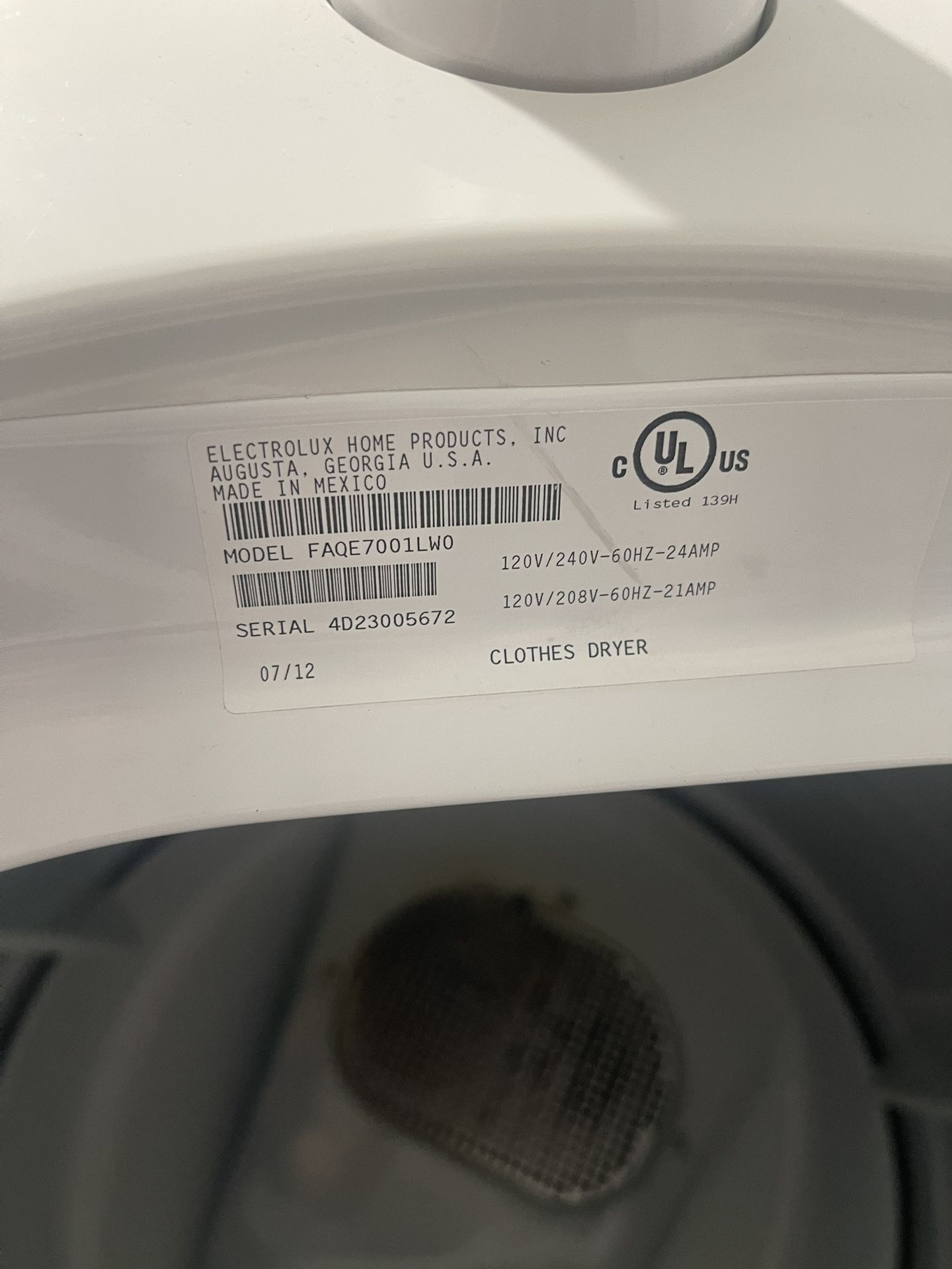 Frigidaire 7 Cu. Ft Electric Dryer 240v With Pedestal