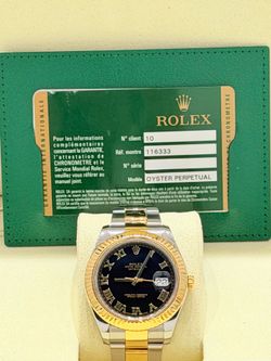2011 Rolex Preowned 41mm DateJust-II Black Roman Dial-W/Card