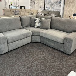 Grey Plush Modular Sectional 