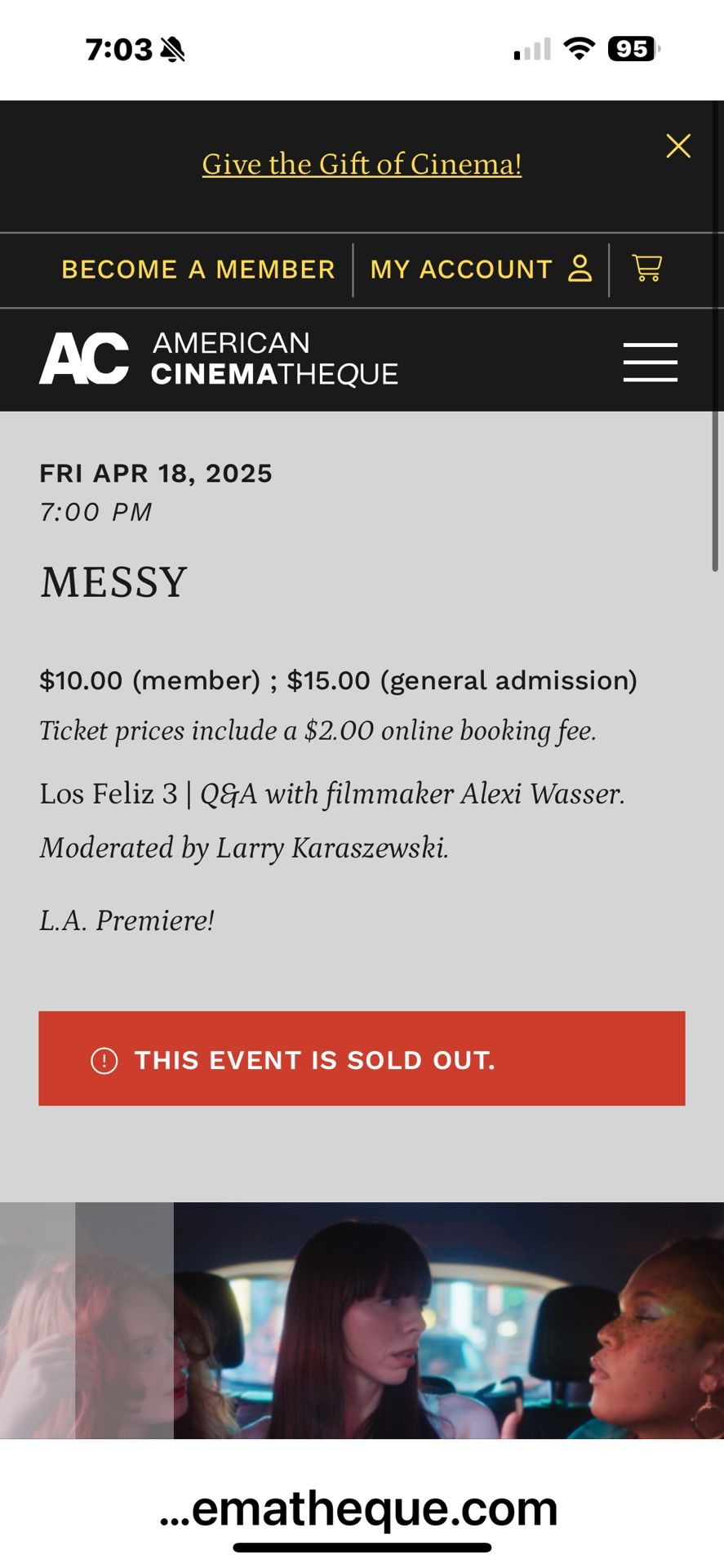 Alexi Wasser Screening of MESSY movie 7pm