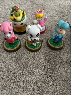 Nintendo Amiibo Figures - Bowser Jr, Cat Peach, K.K. Slider, Reese, Cyrus