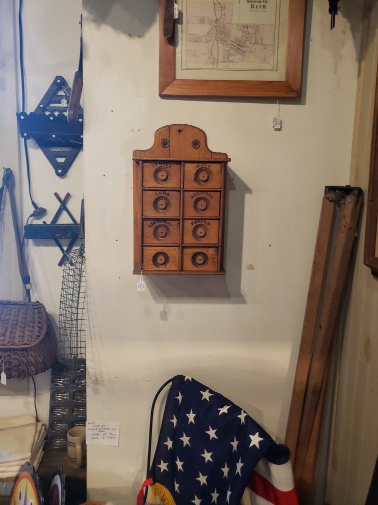 Antique Oak Spice Cabinet