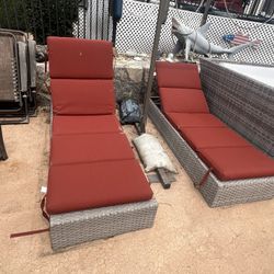 4 PATIO OUTSIDE OUTDOOR FURNITURE LOUNGE CHAIRS SET 4 CHAISE ADJUSTABLE BACKS 