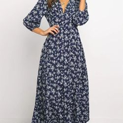 Maxi Dress Vintage Ditsy Floral Print 