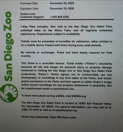 Safari Park Tickets (2 Adults 2 kids)