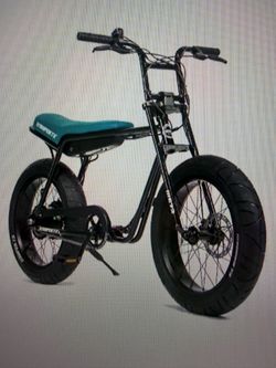 Super73 Electric Bike Black with Teal Seat