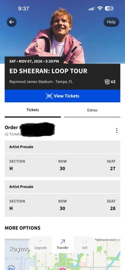 Ed Sheeran 2 tickets Nov 7,2026