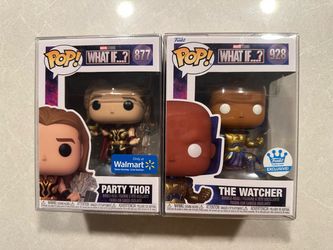 Marvel What If…? Funko Pop Set *MINT* Funko Shop Walmart Exclusive 877 with protector Party Thor 928 Watcher