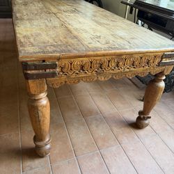 Hand-Carved Antique Wooden Table / Coffee Table