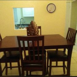 Dining Table Wood With 4 Chairs