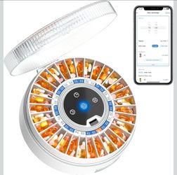 31-Slot Automatic Pill Dispenser with Fingerprint & Key Lock, Smart