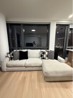 Mason white 123” 2 piece Left Arm facing Chaise Sectional