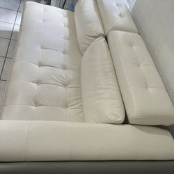 Off White/Gray Leather Couch 