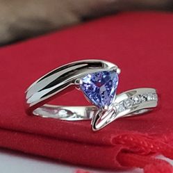 ⛔️RESERVED⛔️14k Size 6.75 Precious Solid White Gold Tanzanite and Diamond Ring! 👌🎁Post Tags: Anillo de Oro