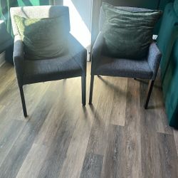 Set Of 2 Grey Fabric Chairs
