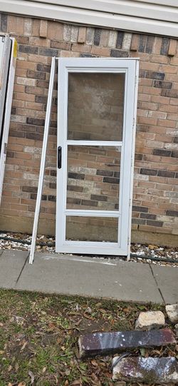 32x80 Back Storm Door With Screen And Frame , Ready To Install 